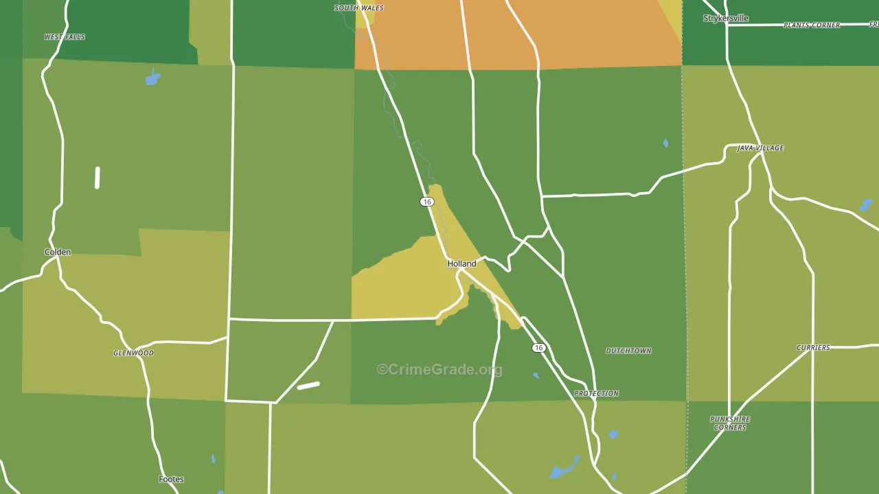 Holland, NY Map of Drug-Related Crime Rates