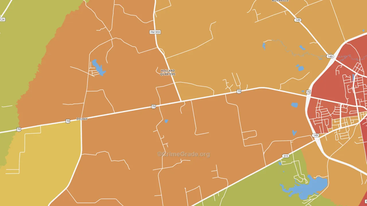 Holland Quarters, TX Map of Drug-Related Crime Rates
