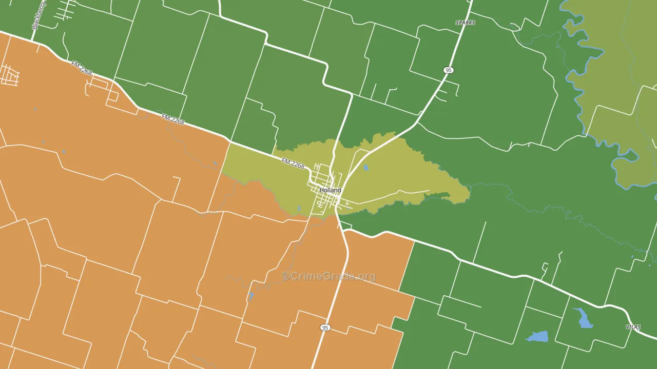 Holland, TX Map of Drug-Related Crime Rates