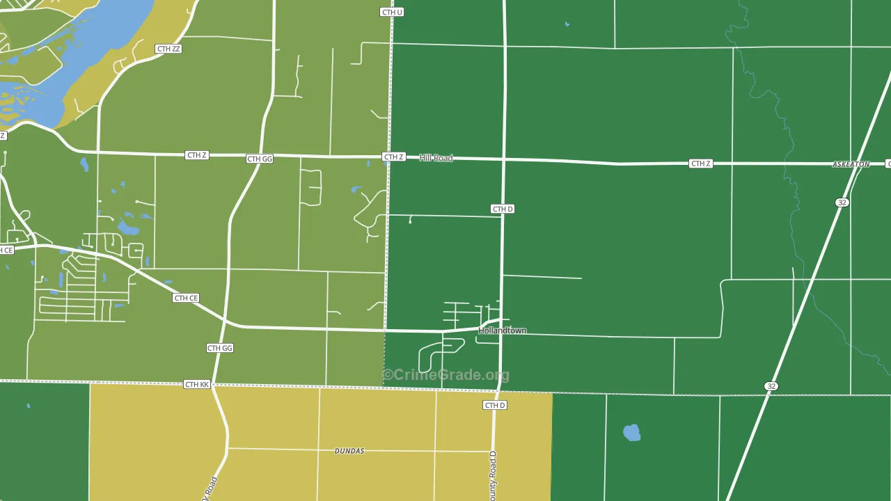 Holland, WI Map of Drug-Related Crime Rates