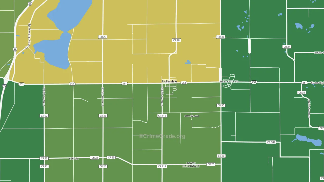 Hollandale, MN Map of Drug-Related Crime Rates