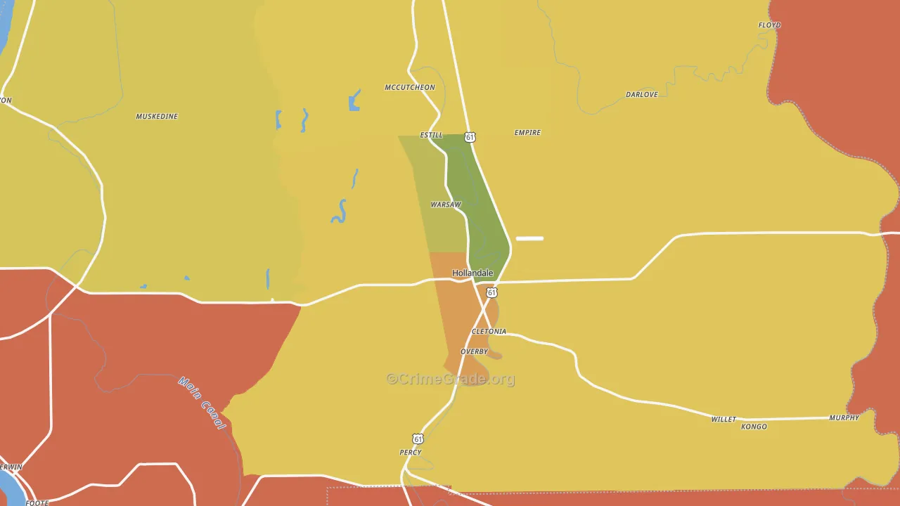 Hollandale, MS Map of Drug-Related Crime Rates