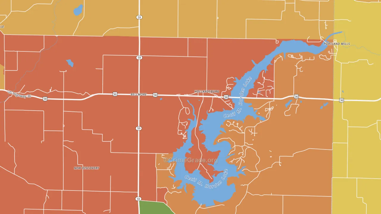 Hollandsburg, IN Map of Drug-Related Crime Rates