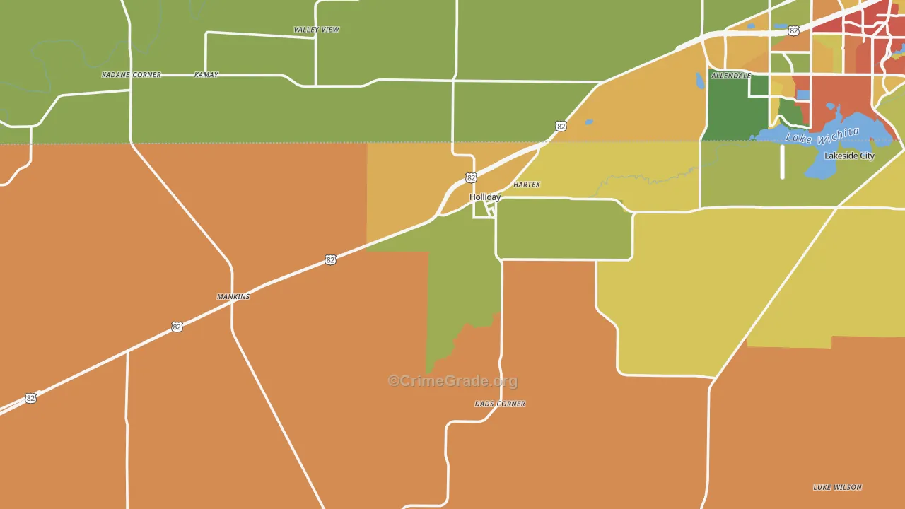 Holliday, TX Map of Drug-Related Crime Rates
