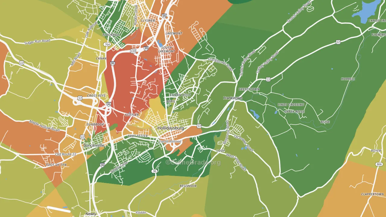 Hollidaysburg, PA Map of Drug-Related Crime Rates