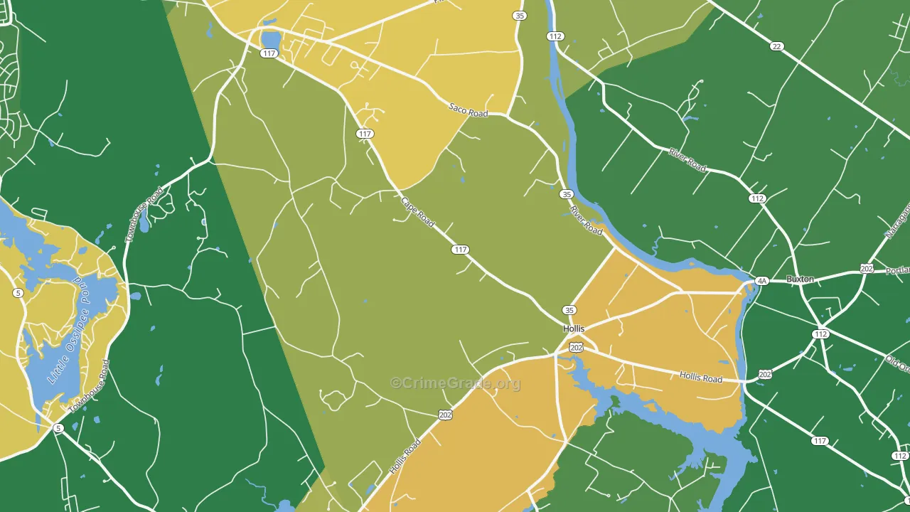 Hollis Center, ME Map of Drug-Related Crime Rates
