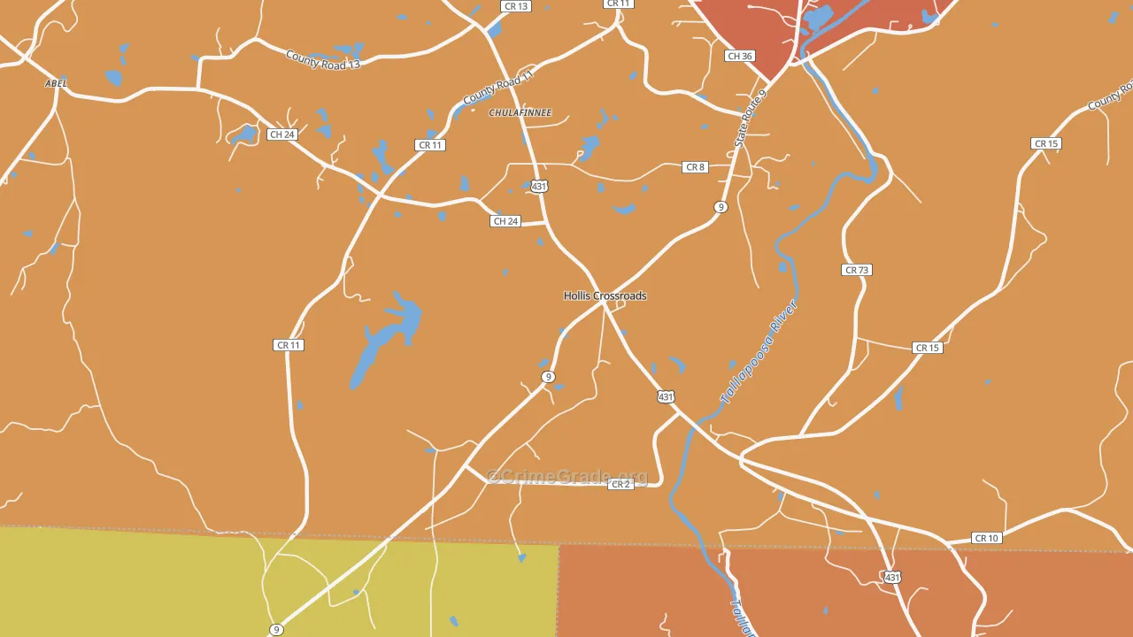Hollis Crossroads, AL Map of Drug-Related Crime Rates