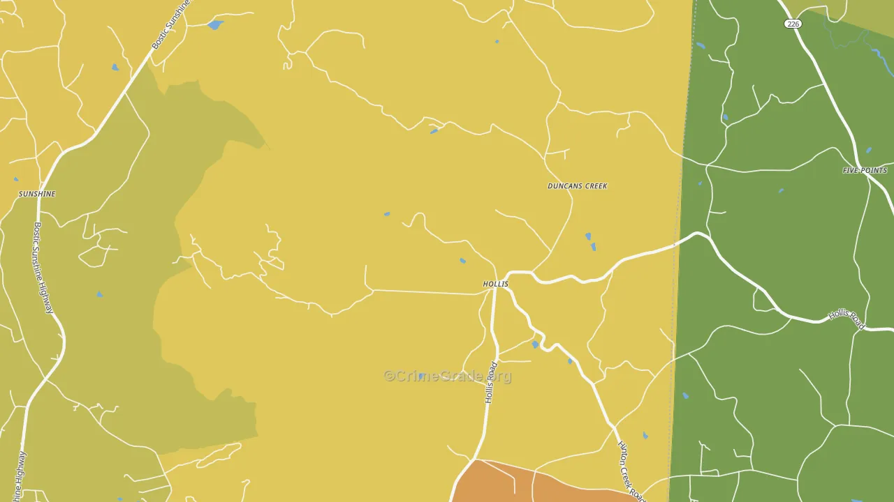 Hollis, NC Map of Drug-Related Crime Rates