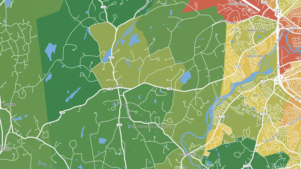 Hollis, NH Map of Drug-Related Crime Rates