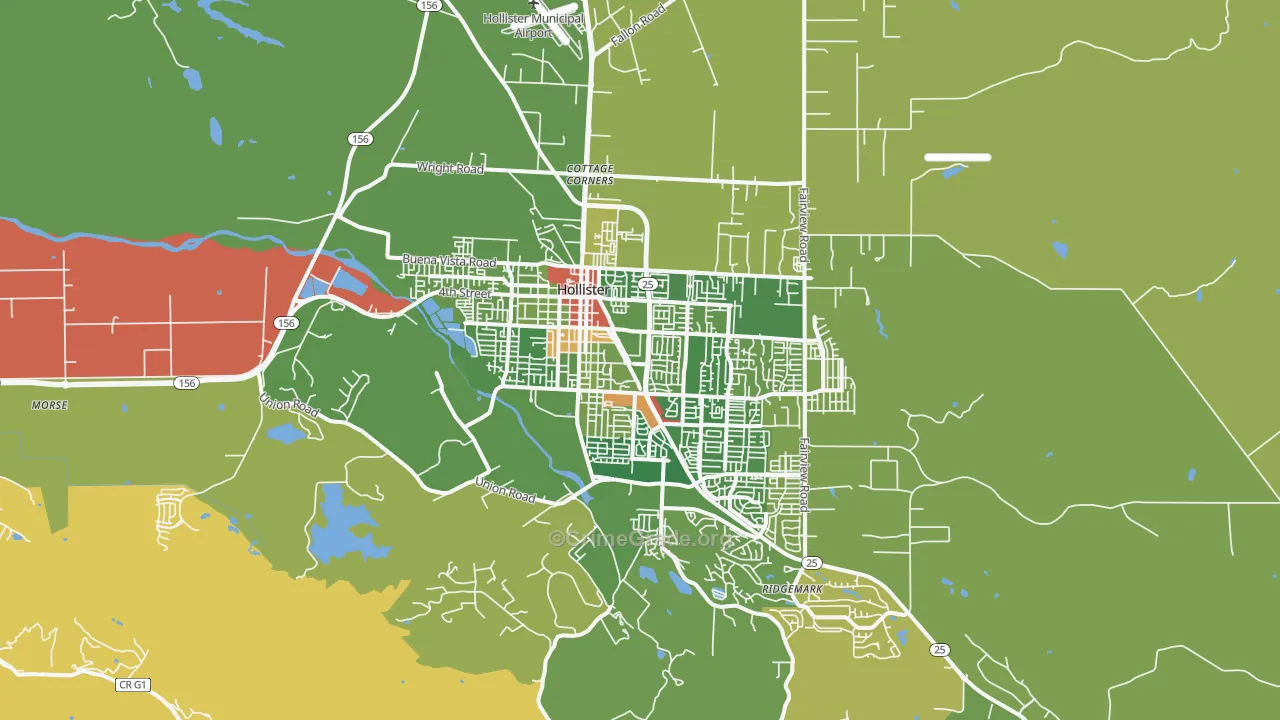 Hollister, CA Map of Drug-Related Crime Rates