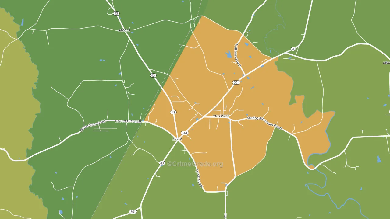 Hollister, NC Map of Drug-Related Crime Rates