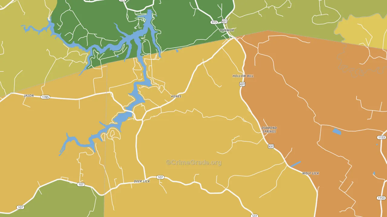Hollow Bill, KY Map of Drug-Related Crime Rates