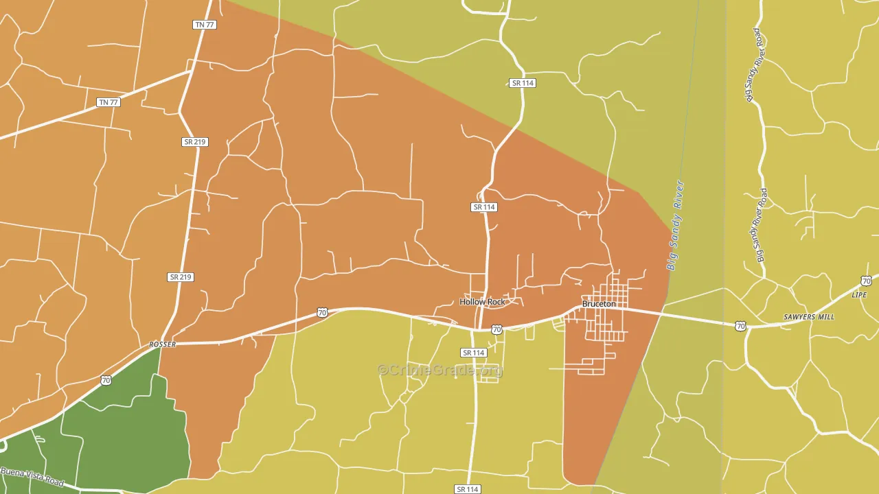 Hollow Rock, TN Map of Drug-Related Crime Rates