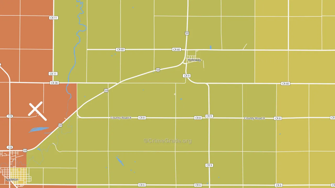 Holloway, MN Map of Drug-Related Crime Rates
