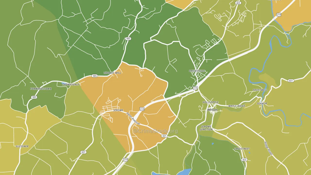 Hollsopple, PA Map of Drug-Related Crime Rates