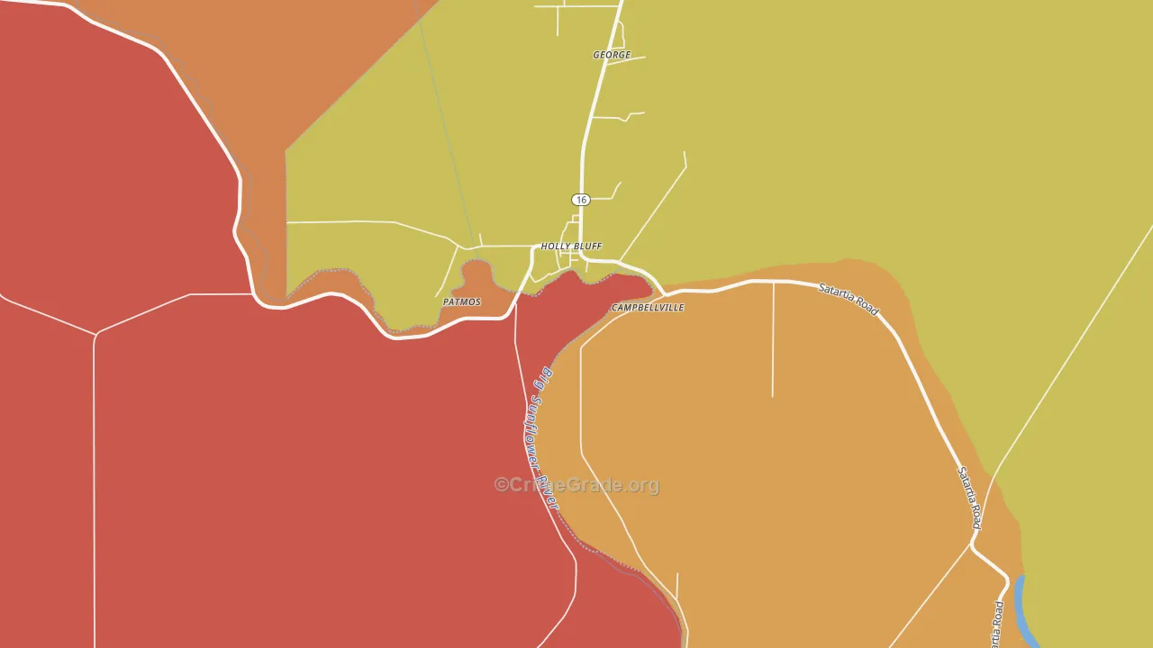 Holly Bluff, MS Map of Drug-Related Crime Rates