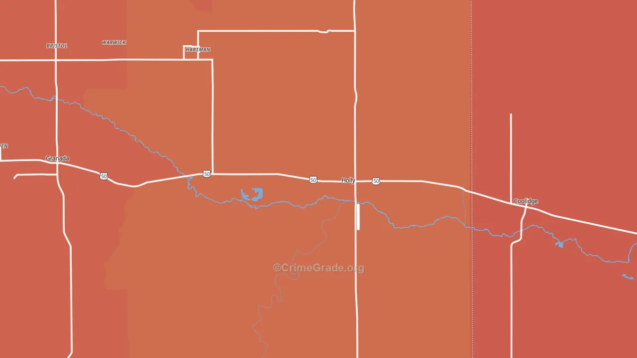 Holly, CO Map of Drug-Related Crime Rates