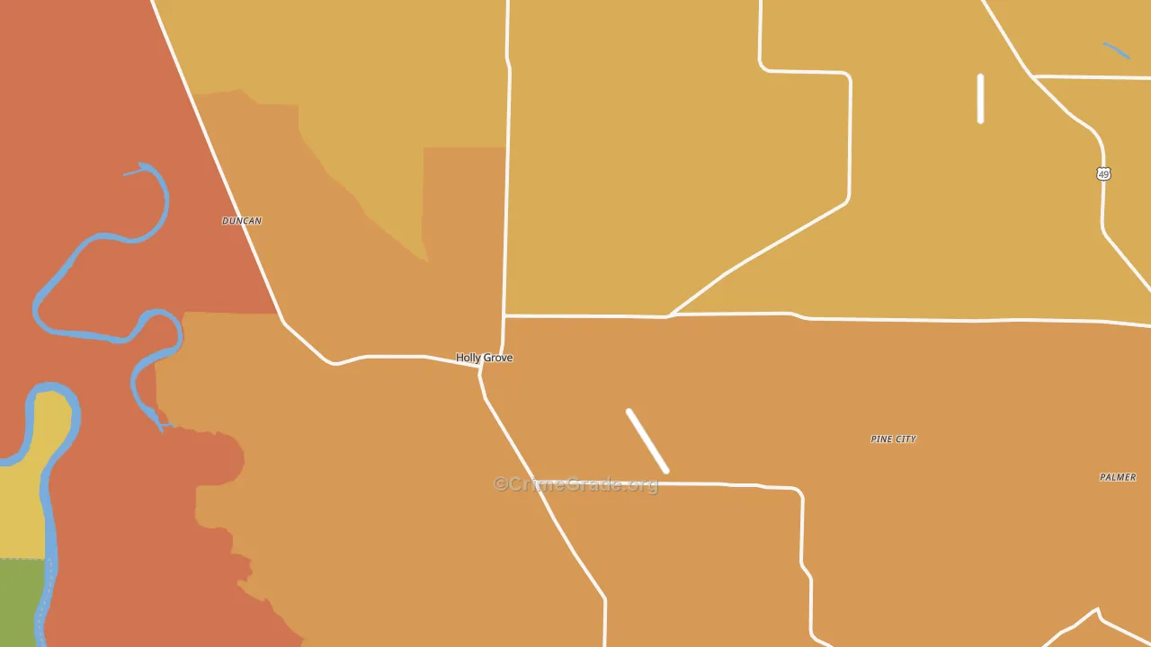 Holly Grove, AR Map of Drug-Related Crime Rates
