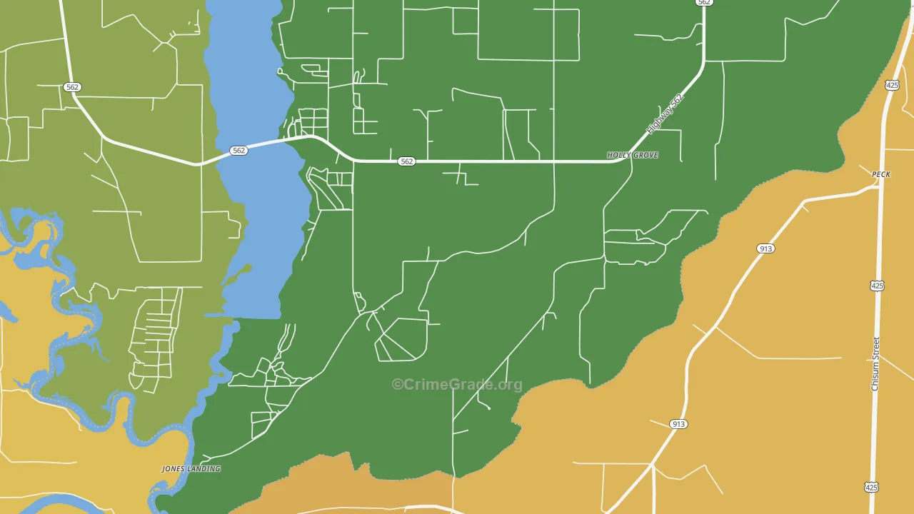 Holly Grove, LA Map of Drug-Related Crime Rates