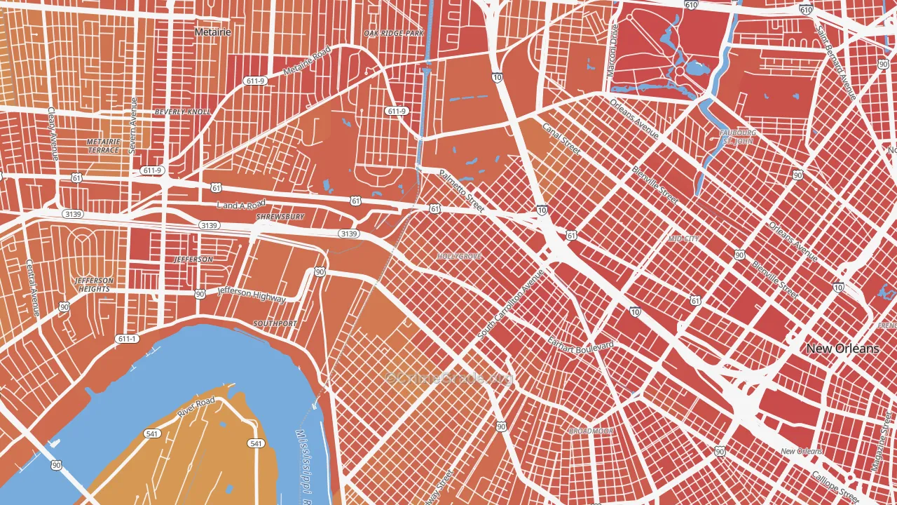 Holly Grove, New Orleans, LA Map of Drug-Related Crime Rates