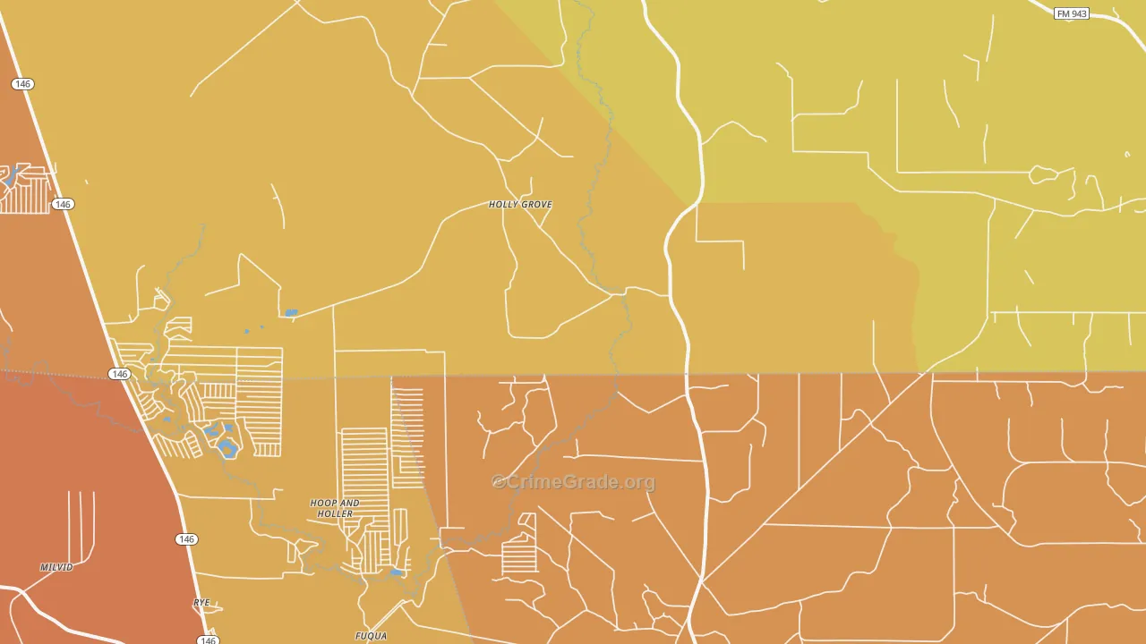 Holly Grove, TX Map of Drug-Related Crime Rates