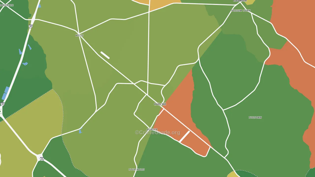 Holly Hill, SC Map of Drug-Related Crime Rates