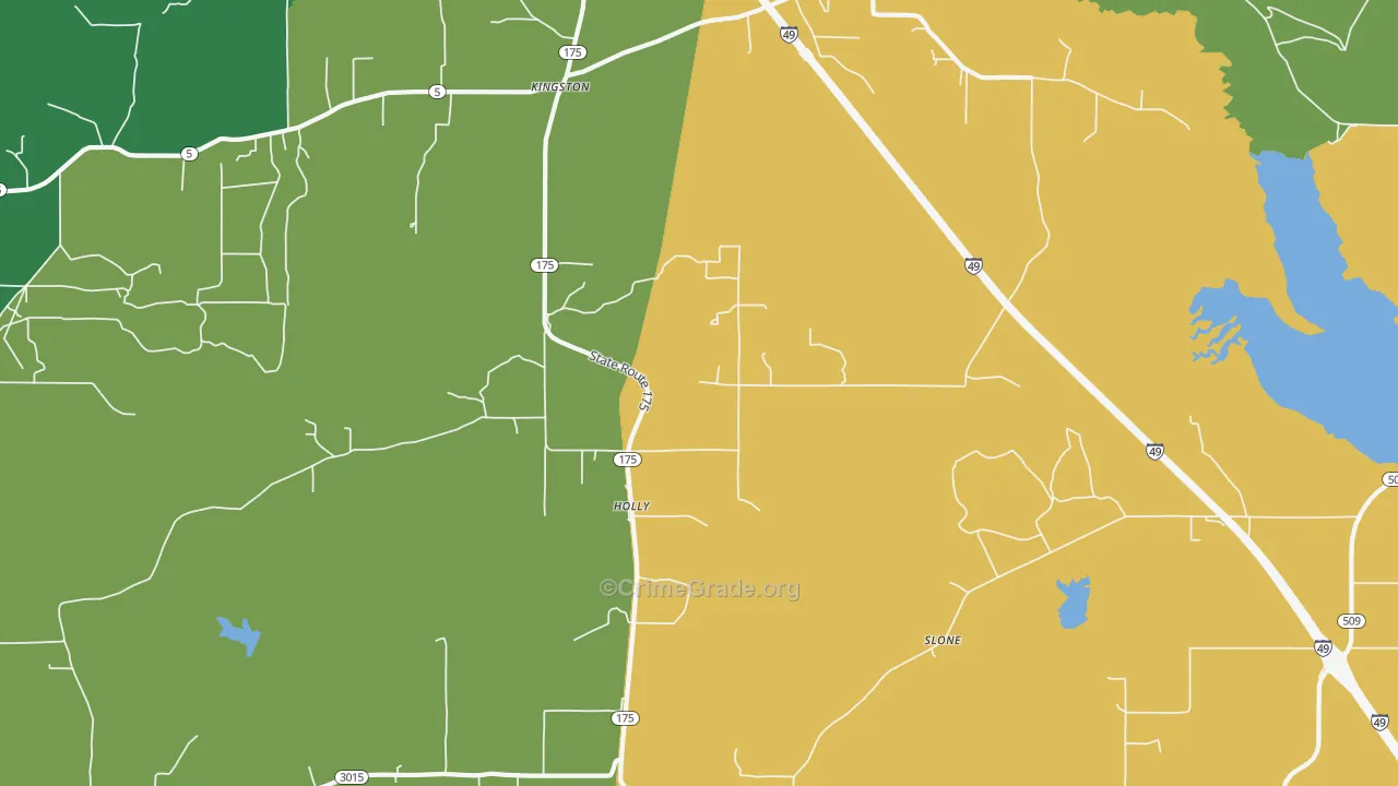 Holly, LA Map of Drug-Related Crime Rates