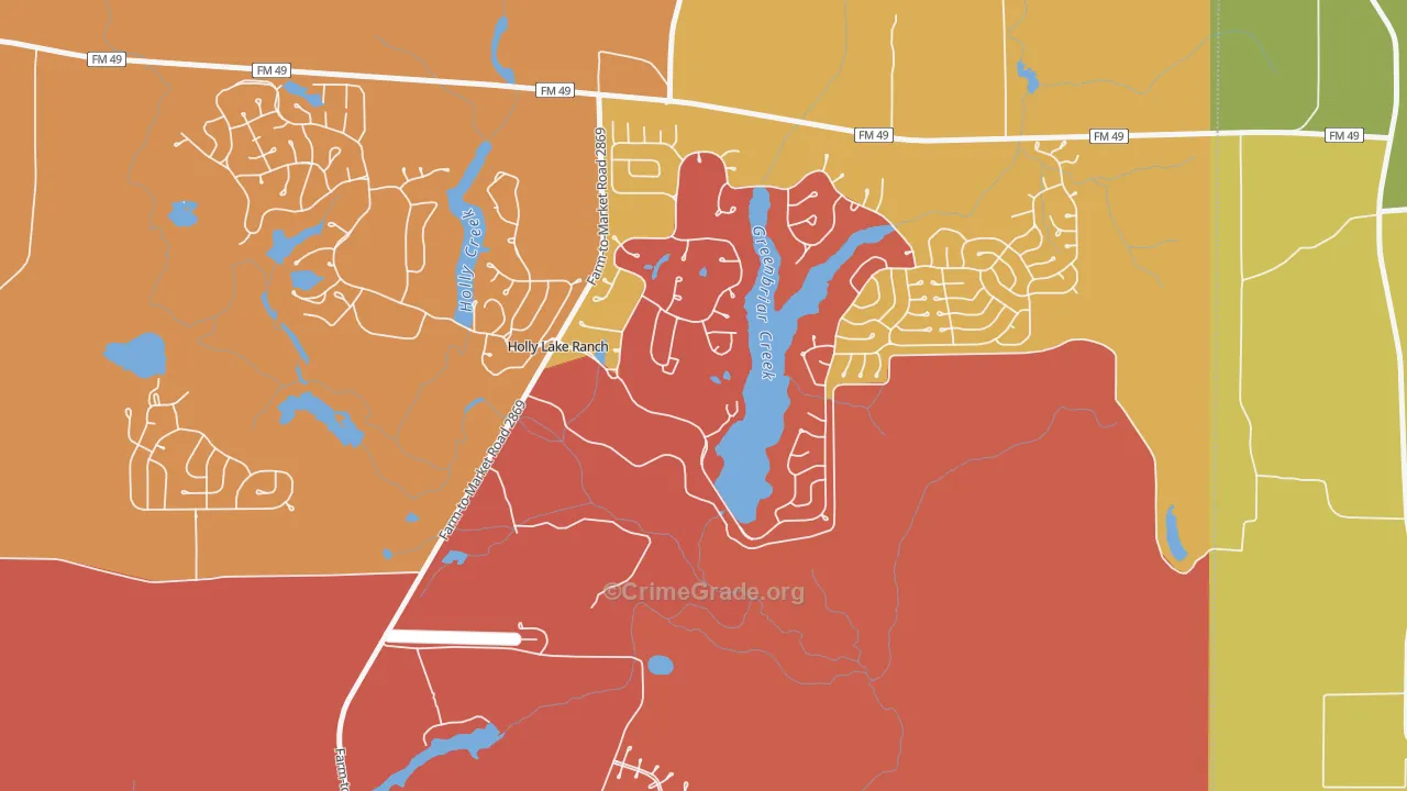 Holly Lake Ranch, TX Map of Drug-Related Crime Rates