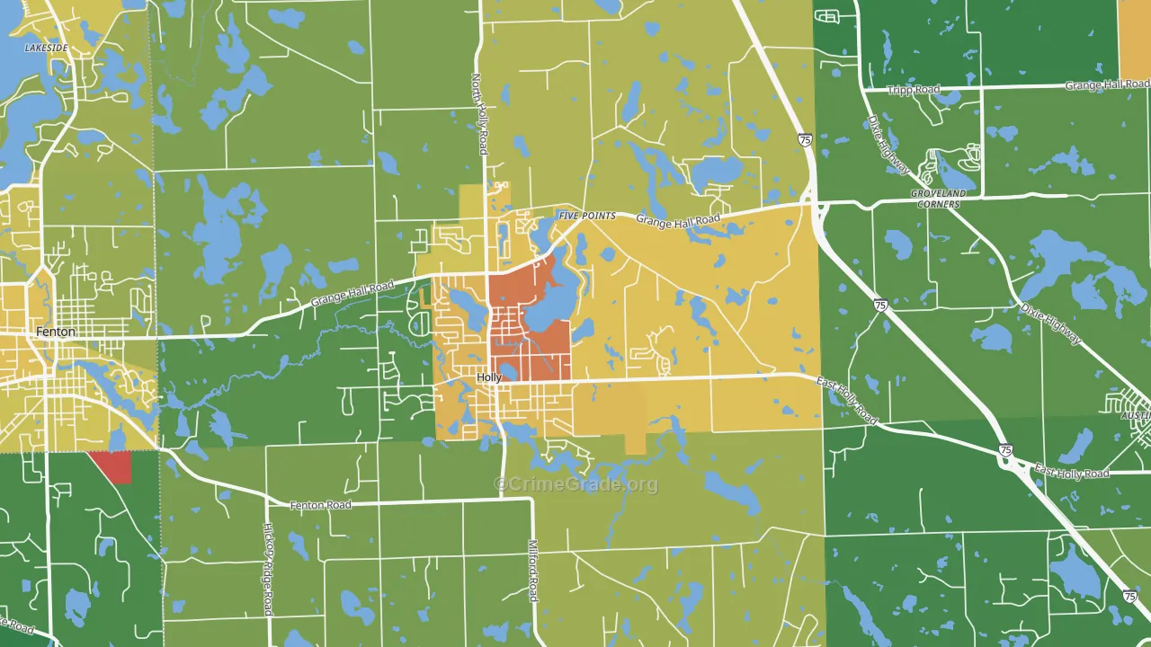 Holly, MI Map of Drug-Related Crime Rates