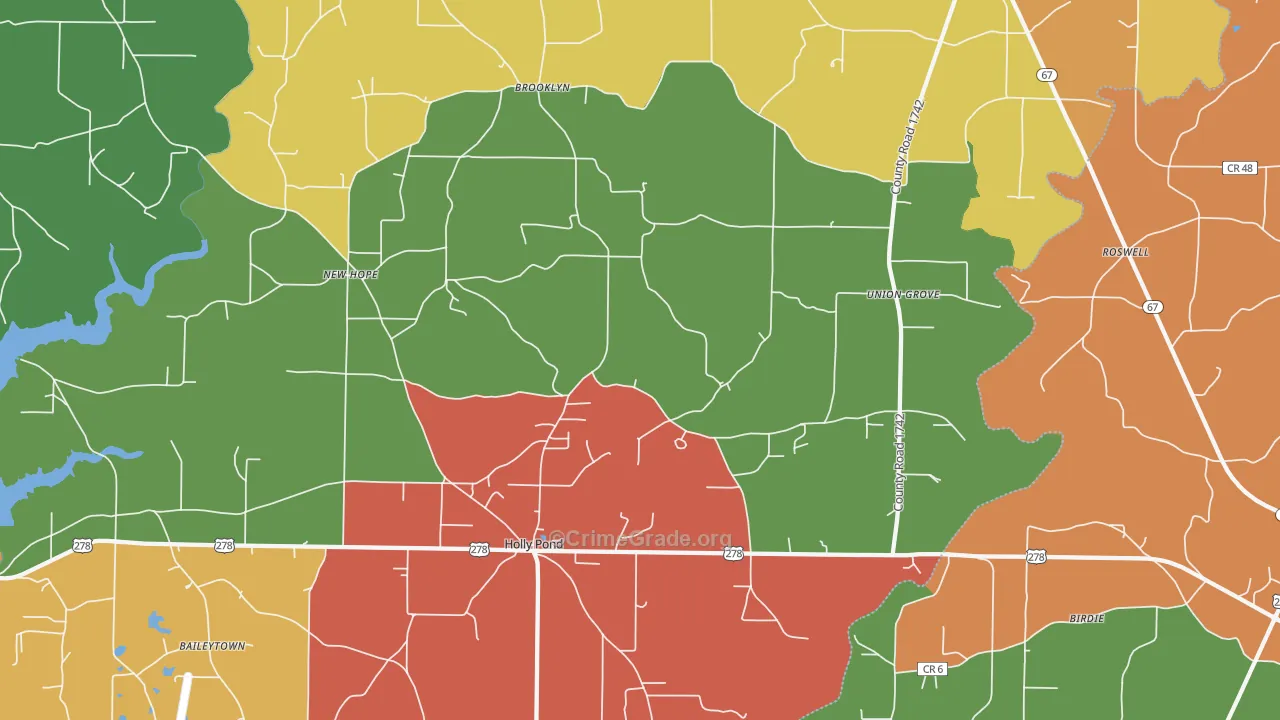 Holly Pond, AL Map of Drug-Related Crime Rates