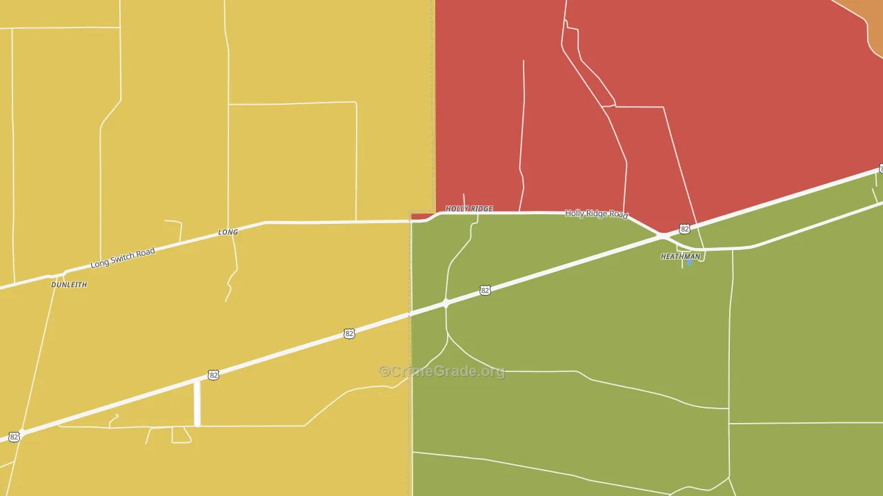 Holly Ridge, MS Map of Drug-Related Crime Rates