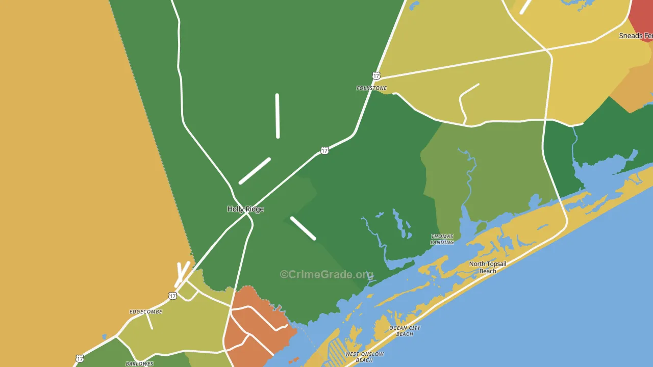 Holly Ridge, NC Map of Drug-Related Crime Rates