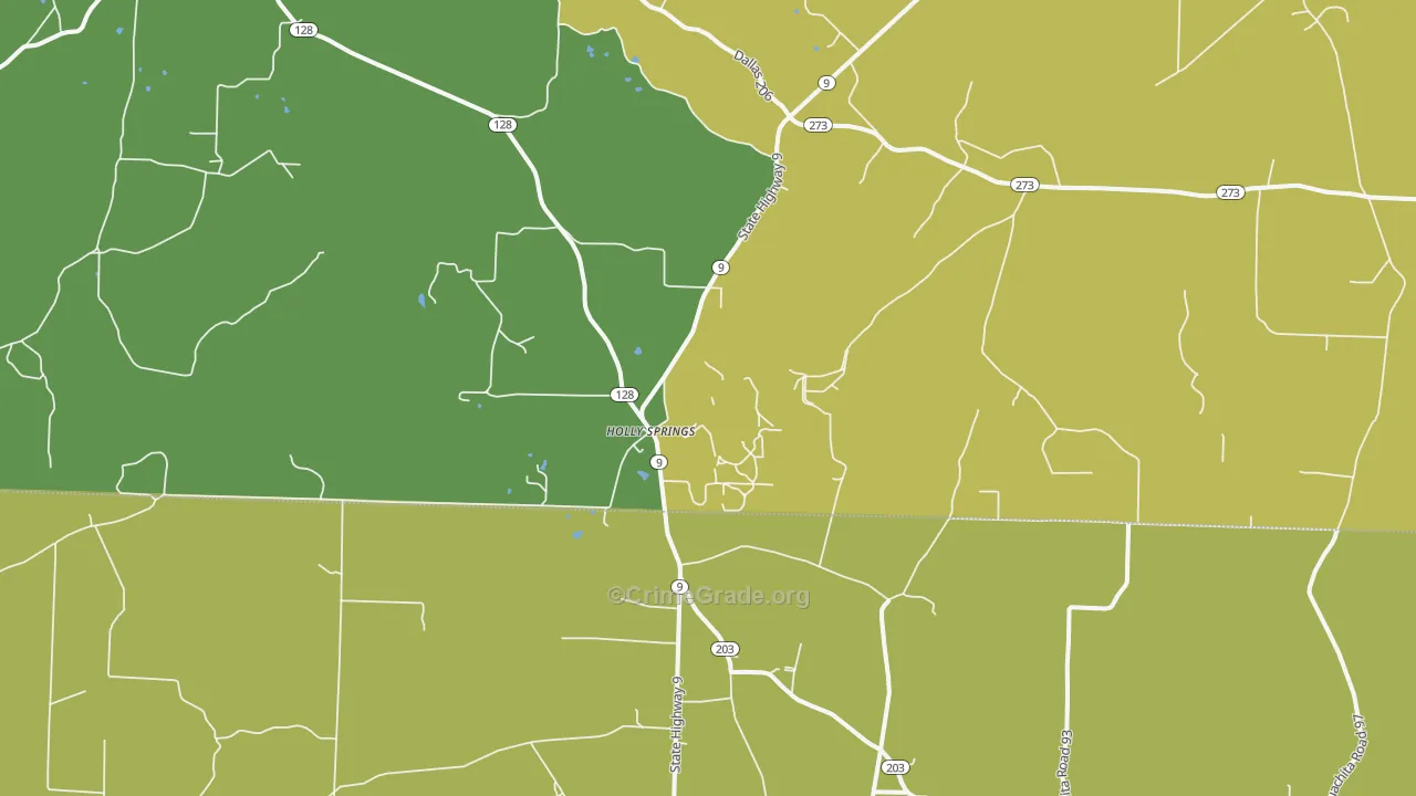 Holly Springs, AR Map of Drug-Related Crime Rates