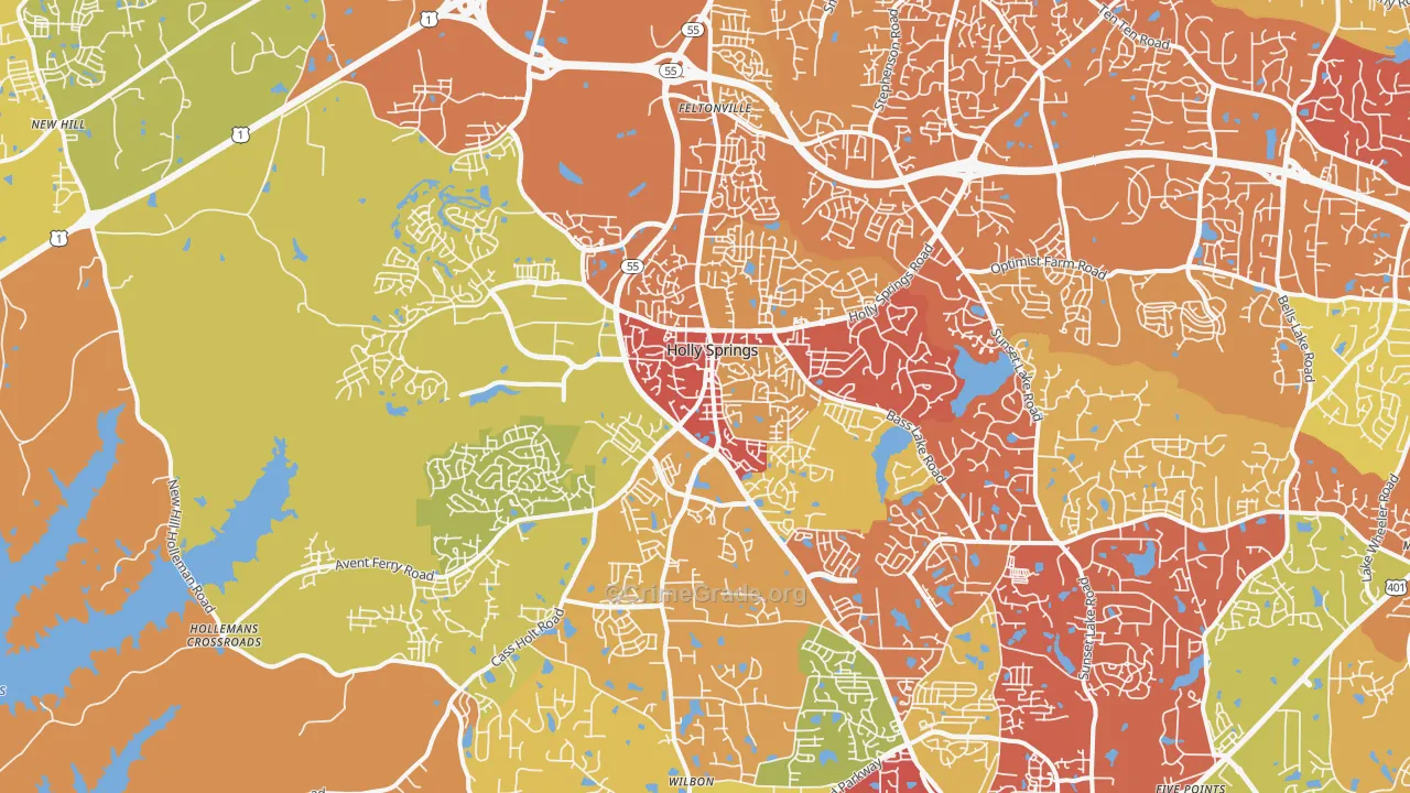 Holly Springs, NC Map of Drug-Related Crime Rates