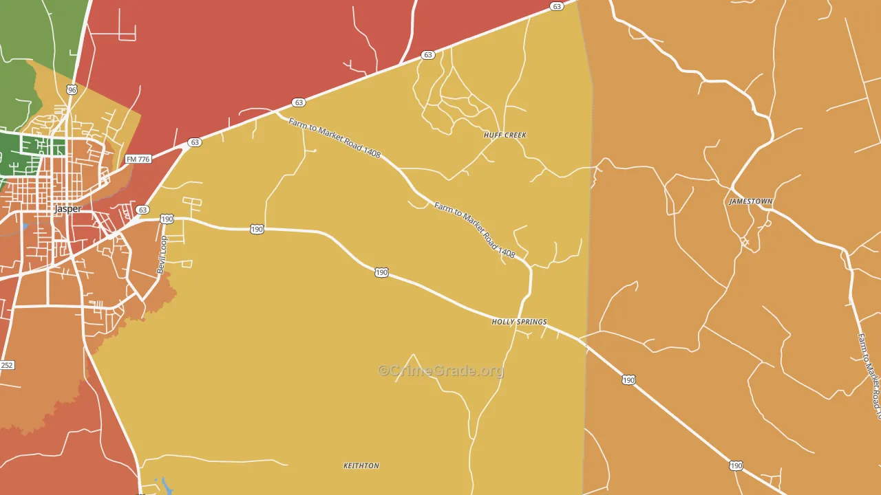 Holly Springs, TX Map of Drug-Related Crime Rates