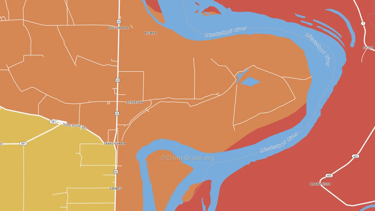 Hollybrook, LA Map of Drug-Related Crime Rates