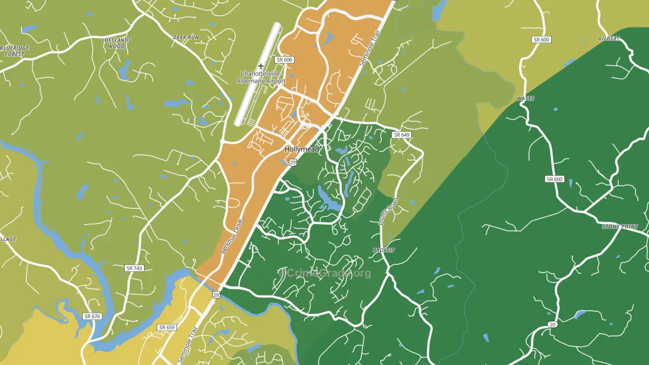 Hollymead, VA Map of Drug-Related Crime Rates