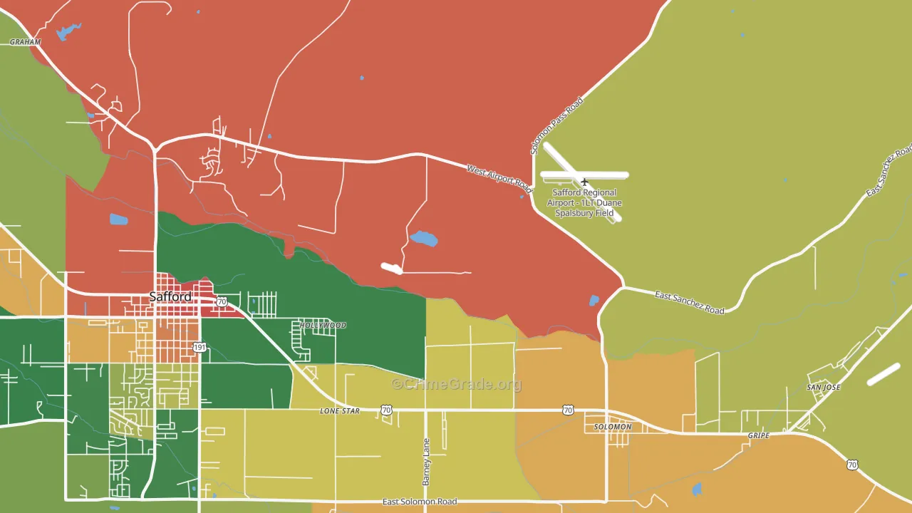 Hollywood, AZ Map of Drug-Related Crime Rates