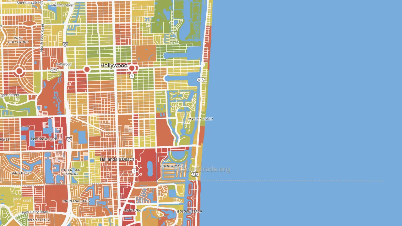 Hollywood Beach-Quadoman, Hollywood, FL Map of Drug-Related Crime Rates