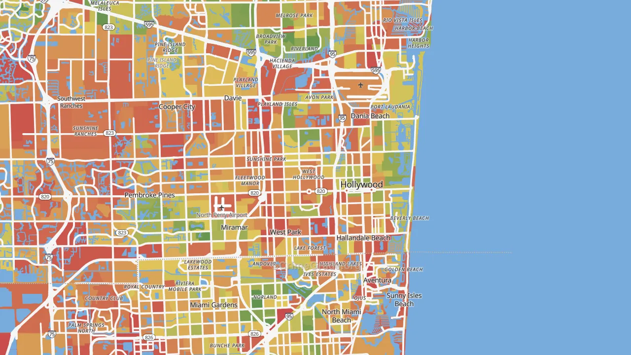 Hollywood, FL Map of Drug-Related Crime Rates