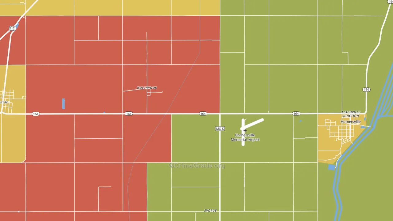 Hollywood, MO Map of Drug-Related Crime Rates