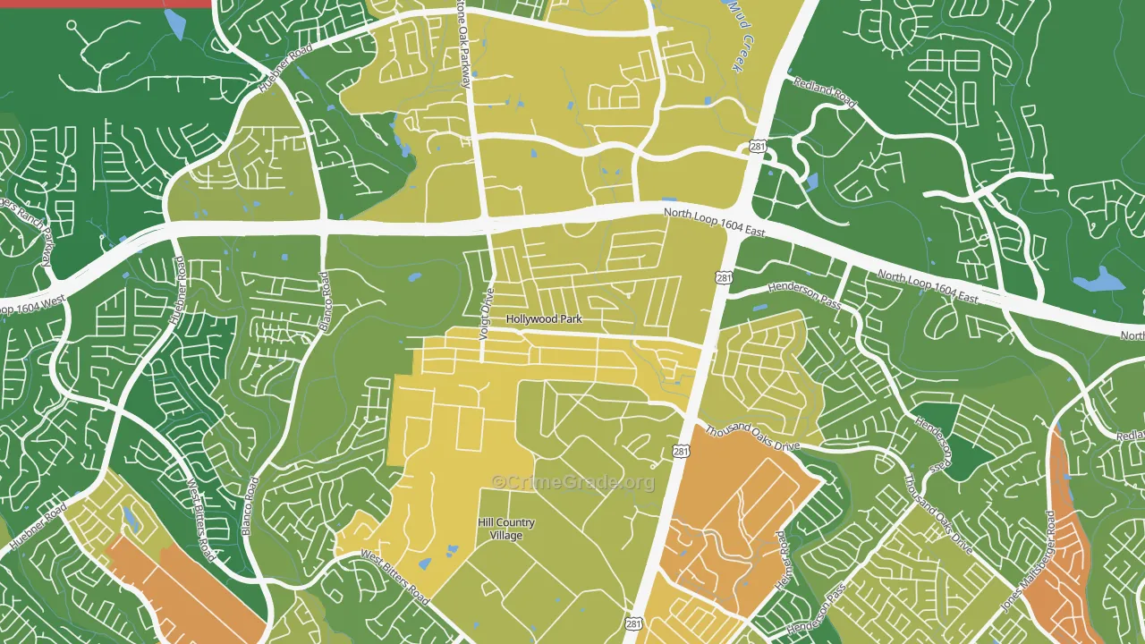 Hollywood Park, TX Map of Drug-Related Crime Rates