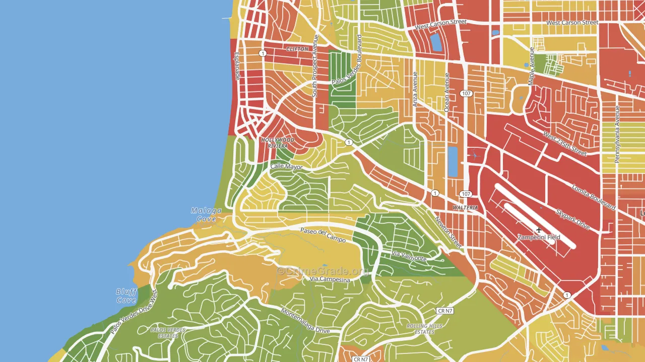 Hollywood Riviera, Redondo Beach, CA Map of Drug-Related Crime Rates