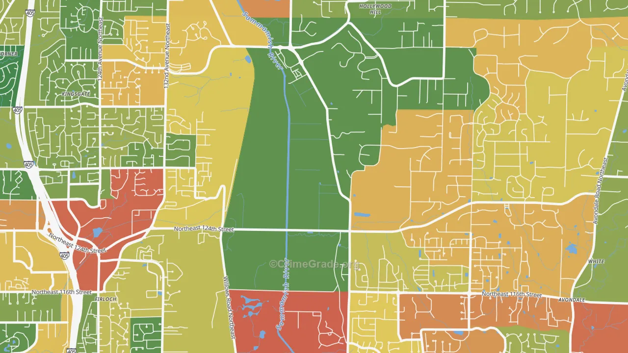 Hollywood, WA Map of Drug-Related Crime Rates