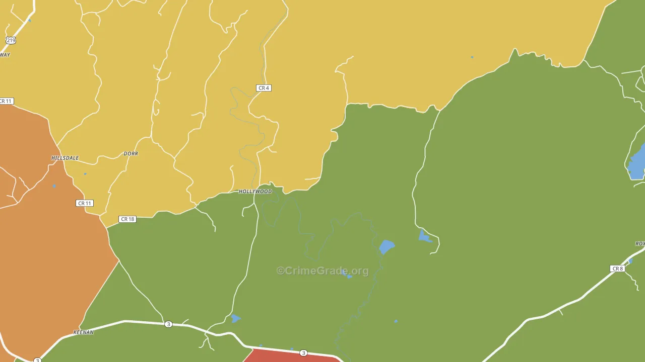 Hollywood, WV Map of Drug-Related Crime Rates