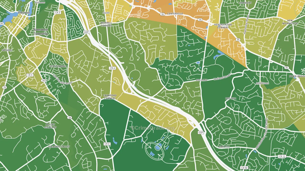 Holmdel, NJ Map of Drug-Related Crime Rates
