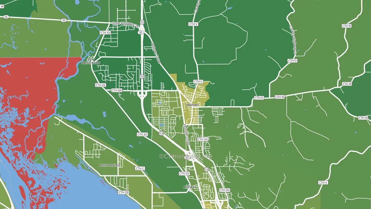 Holmen, WI Map of Drug-Related Crime Rates