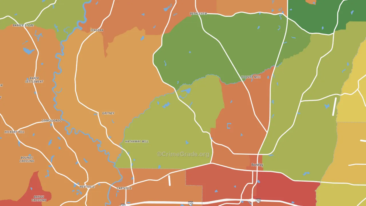 Holmes County, FL Map of Drug-Related Crime Rates