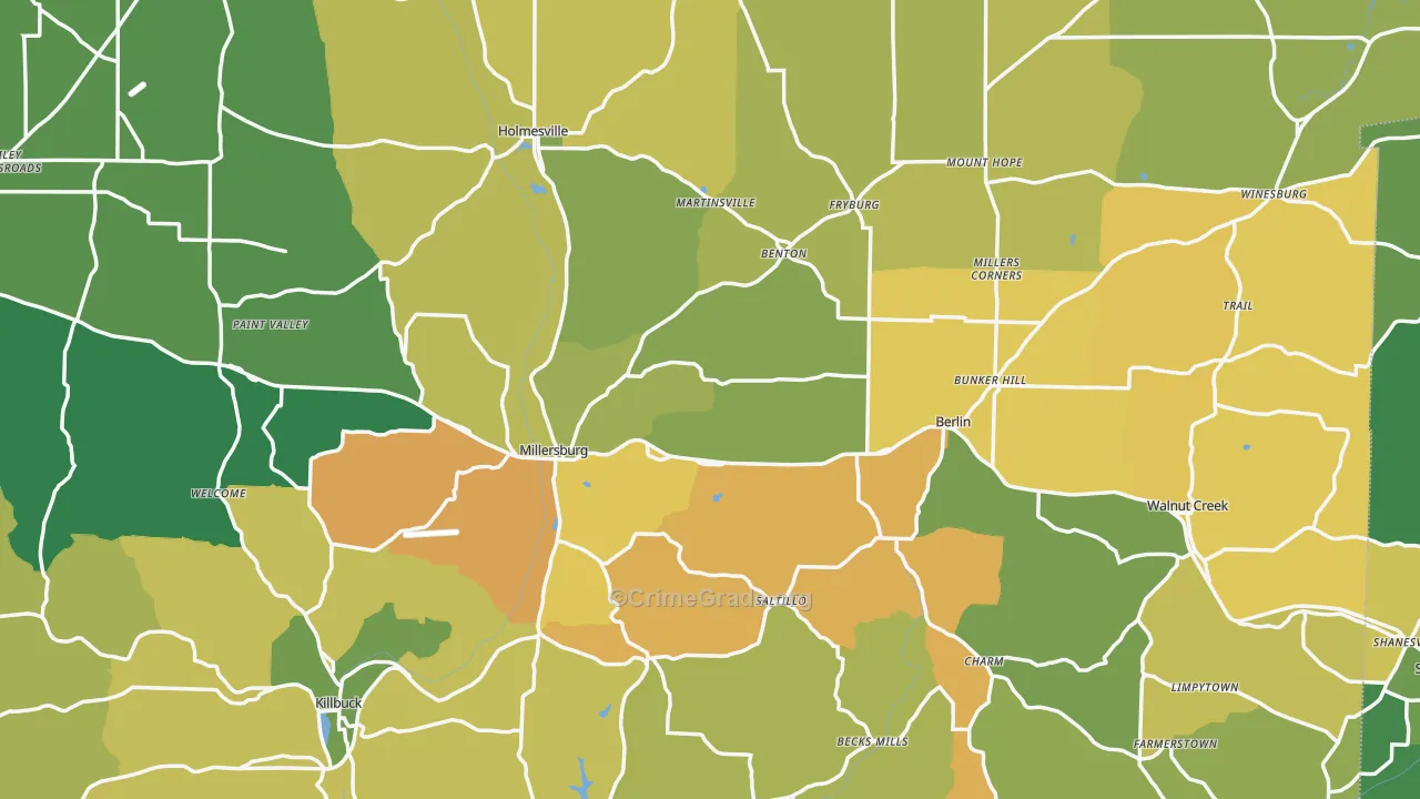 Holmes County, OH Map of Drug-Related Crime Rates