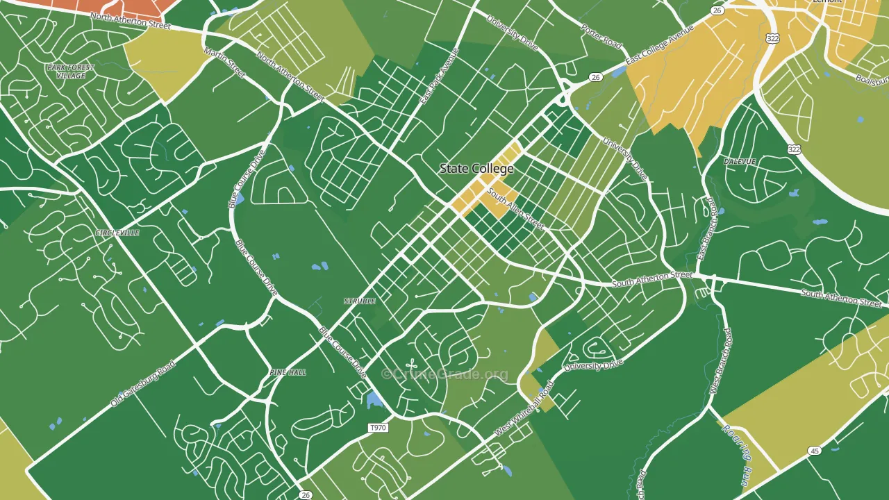 Holmes-Foster Historic District, State College, PA Map of Drug-Related Crime Rates